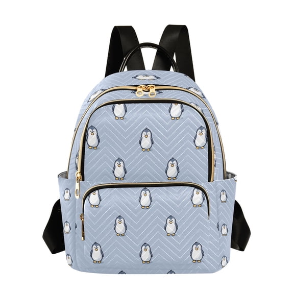 Cute Penguin Standing Quilted Backpack Fashion Daypack Commuter Bag for Women 8.5 L