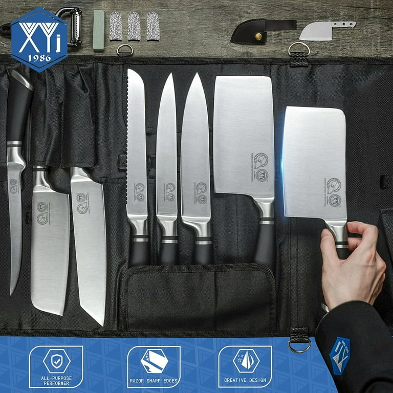 XYj Professional Chef Knife Set With Roll Bag High Carbon Steel