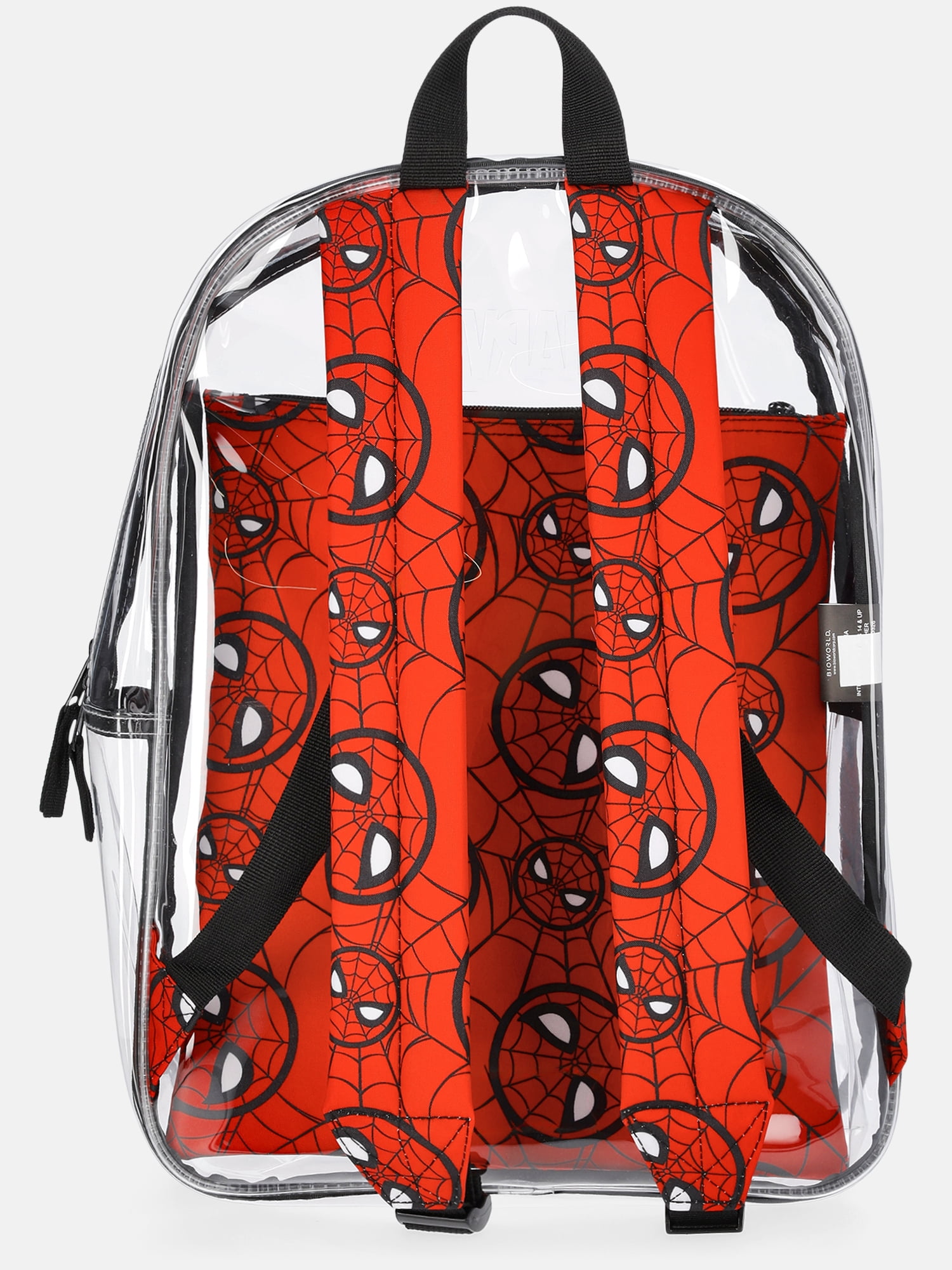 Marvel Spider-Man 17" Unisex Clear Backpack with Printed Laptop Sleeve, Red