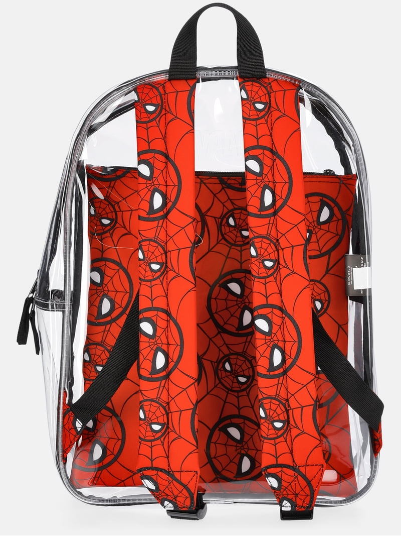 backpacks with 17 laptop sleeve Marvel Spider-Man 17 inch Unisex Clear Backpack with Printed Laptop Sleeve, Red, Adult Unisex