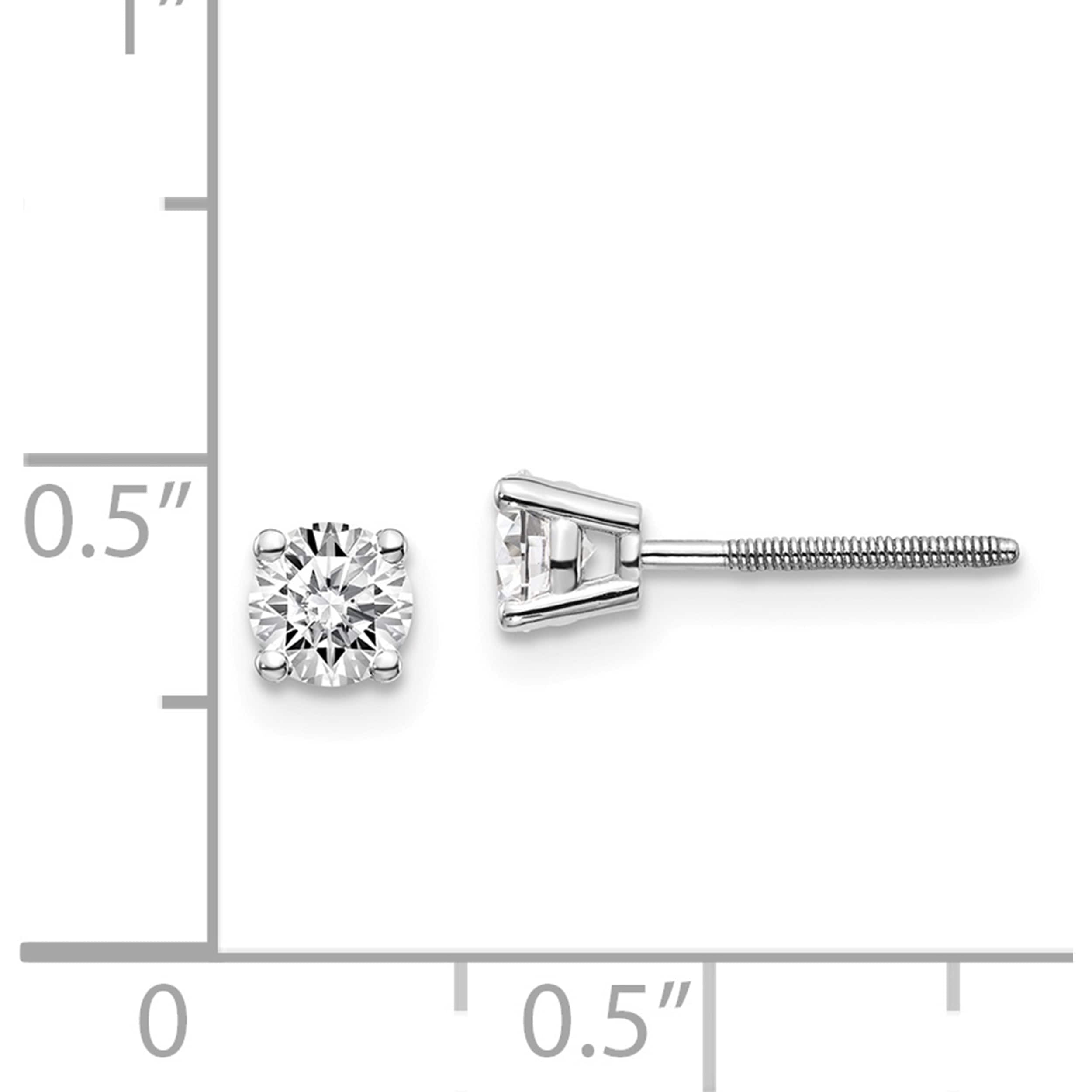 14K White Gold 14Kw .60Ct Si3 G-I Diamond Stud Thread On/Off Post Earrings (4.3 X 4.3) Made In United States st3-60w