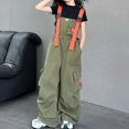 thumbnail image 5 of Coerni Girls Cargo Overalls Contrast Color Adjustable Buckle Straps Trendy Baggy Jumpsuit Teen Versatile Techwear Cool Hip Pop Streetwear, 5 of 6