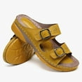 thumbnail image 4 of JeashCHAT Womens Wedge Slide Sandals with Arch Support 2 Strap Double Buckle Adjustable Slip On Slides Shoes Non Slip Rubber Sole (Yellow), 4 of 6