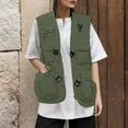 thumbnail image 2 of Women's Solid Color Functional Vest Loose Fit Outdoor Sleeveless Jacket with Pockets for Casual Wear, 2 of 9