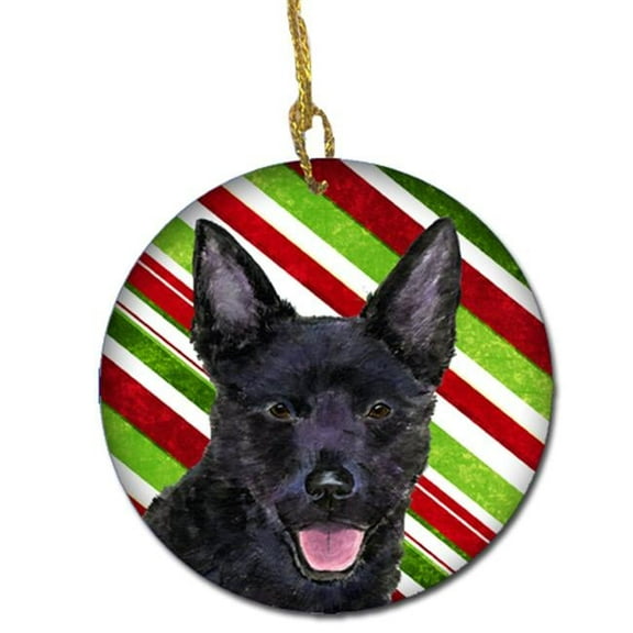 Australian Kelpie Candy Cane Holiday Christmas Ceramic Ornament