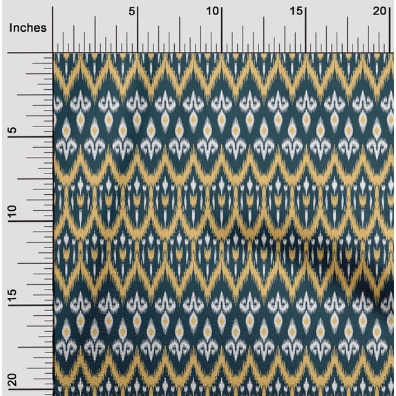 oneOone Cotton Poplin Fabric Damask & Chevron Ikat Decor Fabric Printed BTY 42 Inch Wide