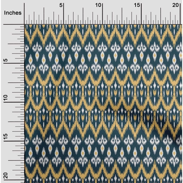 oneOone Cotton Poplin Fabric Damask & Chevron Ikat Decor Fabric Printed BTY 42 Inch Wide