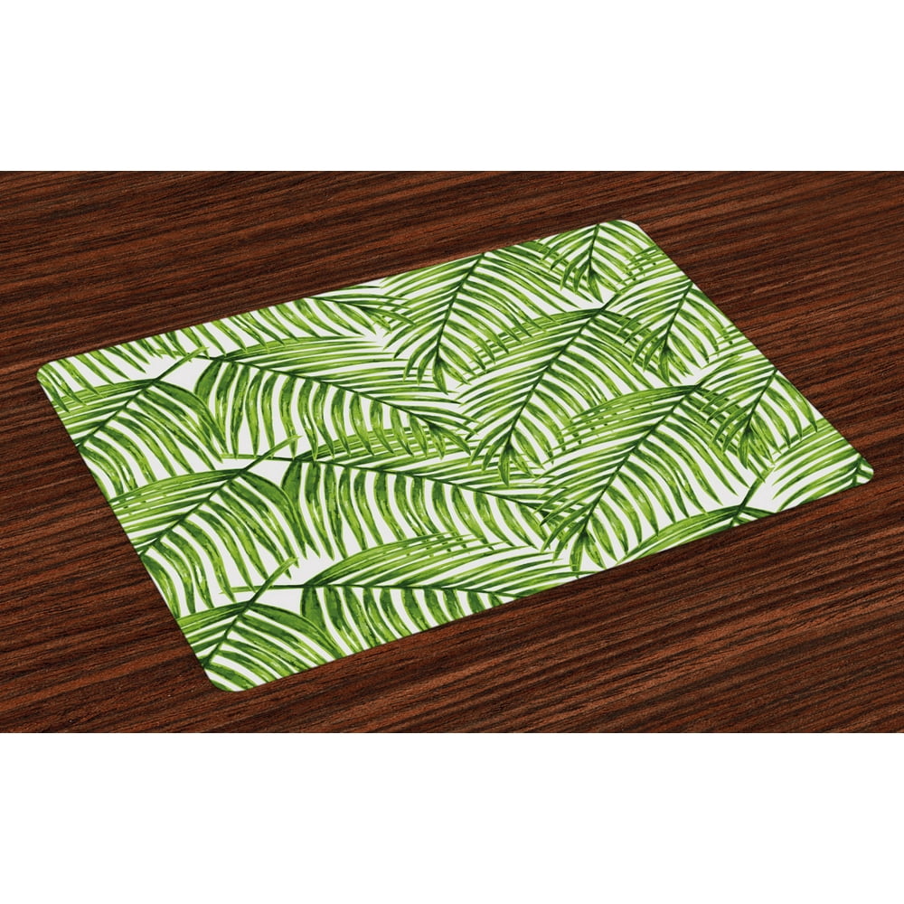 Plant Placemats Set of 4 Fascinating Leaves on Branches Exotic Setting