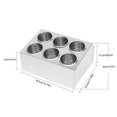 thumbnail image 2 of TOOL1SHOoo Commercial 6-Hole Stainless Steel Cylinder Flatware Silverware Utensil Holder Organizer, 2 of 12