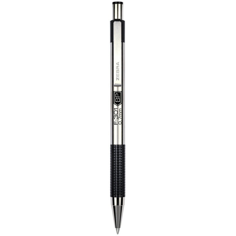 Zebra Pen F-301 ballpoint stainless steel retractable pen, 0.7mm, black  ink, 2-pack 