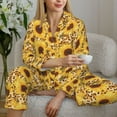 thumbnail image 6 of Fotbe Abstract Leopard Print Sunflower Pattern Long Sleeve Pajama Set for Women,Sleepwear Set,2-piece Loungewear Set,Soft PJs Comfy Nightwear with Pockets -Medium, 6 of 7