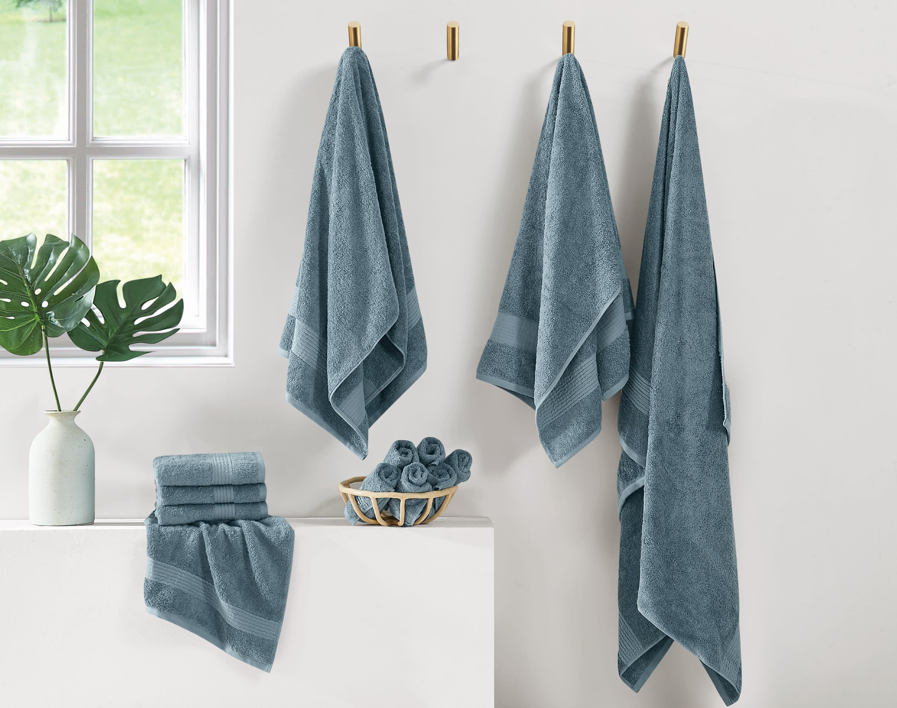 Cannon Cotton TENCEL™ 60% Cotton/ 40% TENCEL™ Soft 6 Pack Wash Cloth in Blue, All Season, Adult Size, OEKO-TEX Certified