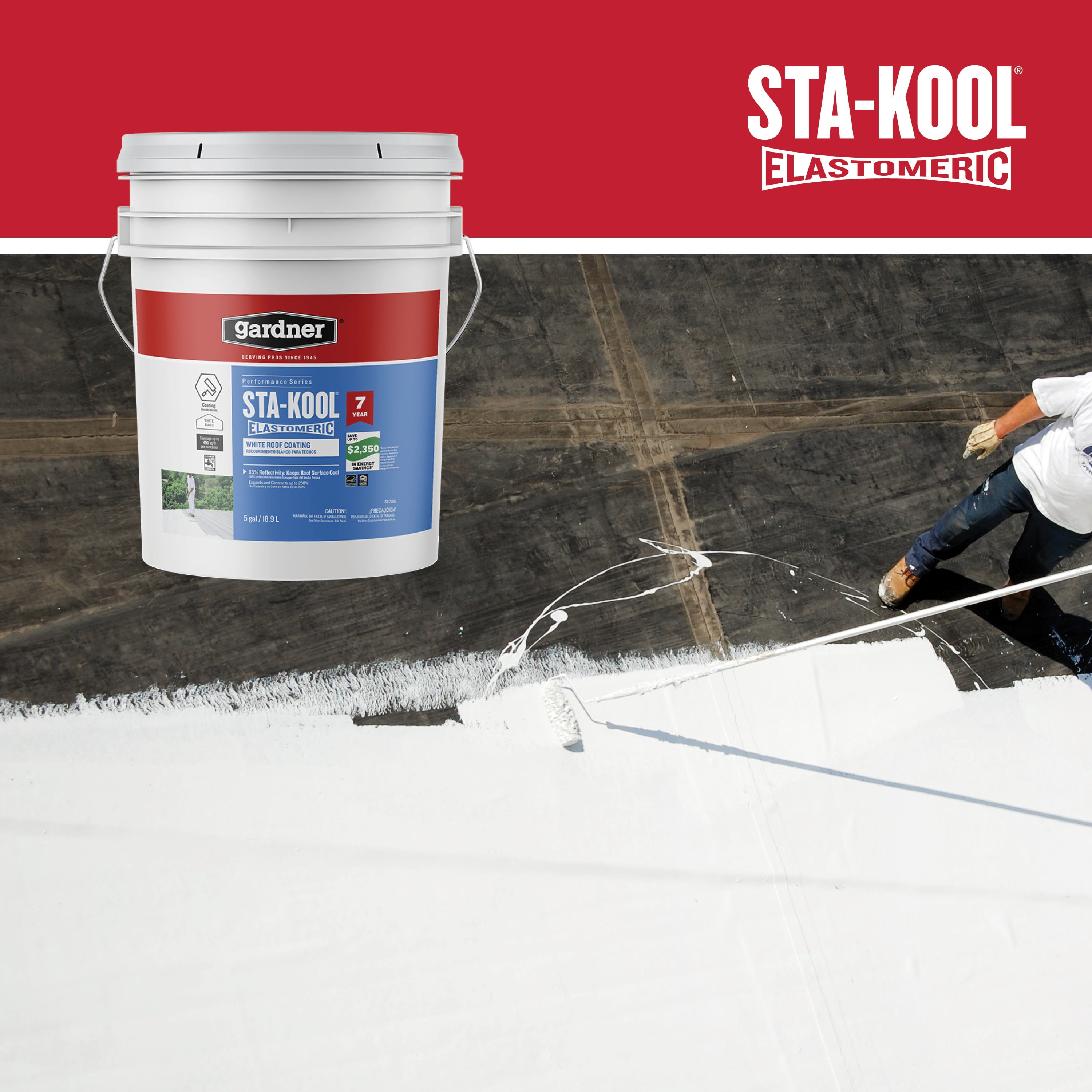 Gardner-Gibson Sta-Kool 7-Year Elastomeric Roof Coating, White, 1 Gallon