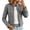 Gray, variant on Elegant Jackets for Women Long Sleeve Stand Collar Solid Winter Gold Button Faux Suede Jackets