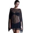 thumbnail image 2 of Women's Sheer Chiffon Cape Shawl & Poncho Cover Up AURORADY Off Shoulder See Through Beachwear Shrug, Lightweight Mesh Capelets for Evening Dress Wedding Party 2026 Black M Wraps, 2 of 9