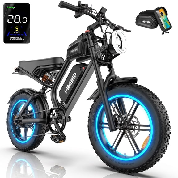 HiKeep 1500W Peak Electric Bike for Adults, 20"x4.0" Fat Tire E-Bike, 48V 15.6Ah Battery, 32MPH, Shimano 7-Speed, E-Mountain Bicycle UL2849