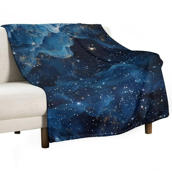 30"x40" Throws, Shining Stars Blue Green Background Blanket Fleece Throw for Bed Sofa Travel and Camping, Super Soft Cozy Fluffy Plush Blanket for All Seasons