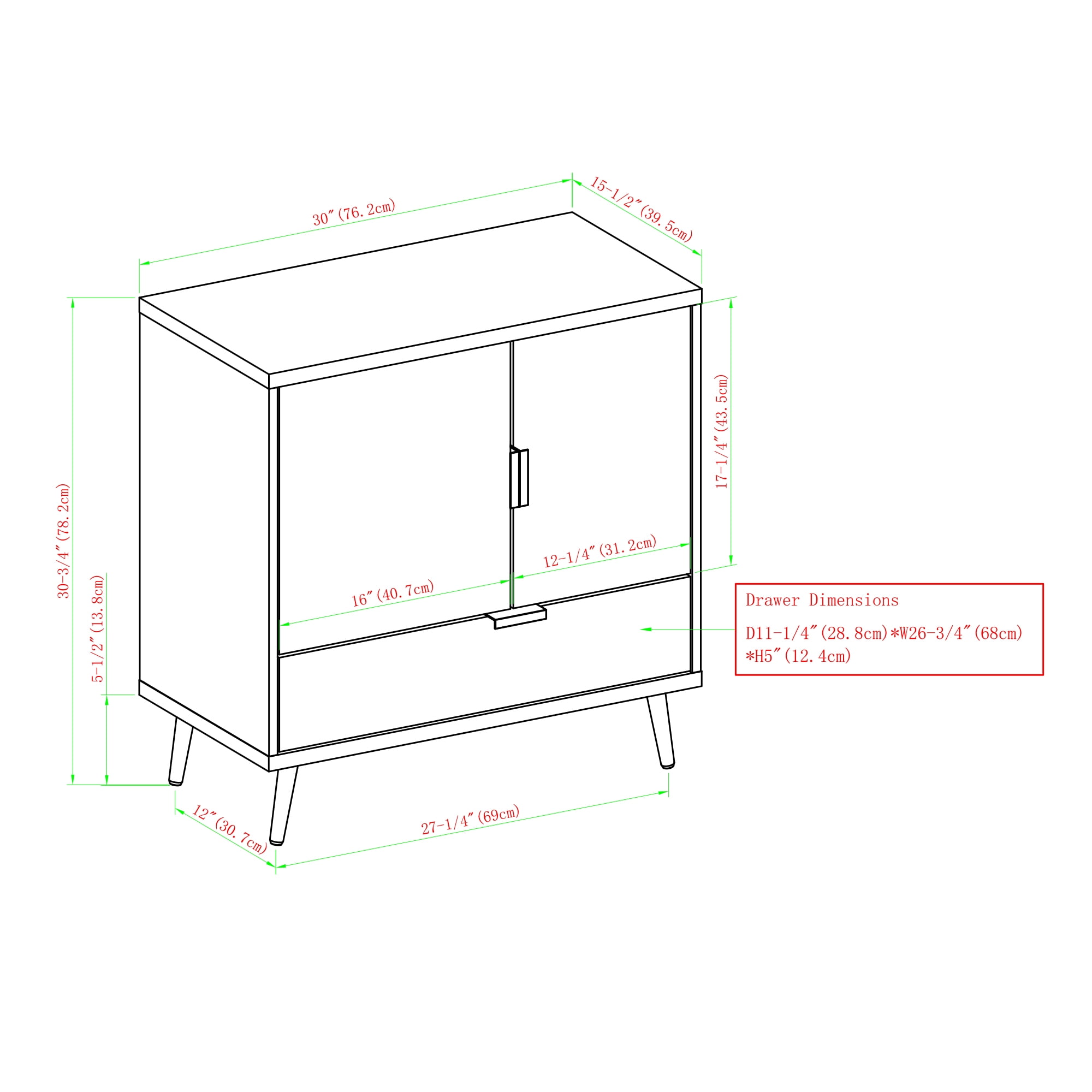 Birch 2 Door, 1 Drawer 30 Inch Accent Cabinet by Manor Park