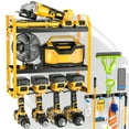 thumbnail image 2 of Power Tool Organizer Wall Mount with Broom Holder Combo, Yellow & Black 3-Tier Garage Storage Rack with Battery Storage, 4 Drill Holder Slots, Heavy Duty Steel 150LB Capacity, 2 of 10