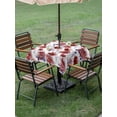thumbnail image 4 of Outdoor Tablecloth with Umbrella Hole for Patio/Picnic/Party/Camping, Red Floral Waterproof Table Cloth Square Cover Washable, Vintage Cornflower Leaves Rustic Plants (54"x 54"), 4 of 8