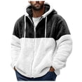 thumbnail image 2 of Fuzzy Fleece Jacket For Men Casual Loose Fit Hooded Long Sleeved Coats Fashion Cozy Soft Outdoor Shirts Shacket With Pockets Black L, 2 of 7