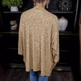 thumbnail image 5 of Oplxuo Women's Shiny Sequin Open Front Blazer Irregular Hem Sparkle Long Sleeve Cardigan Jackets, 5 of 5