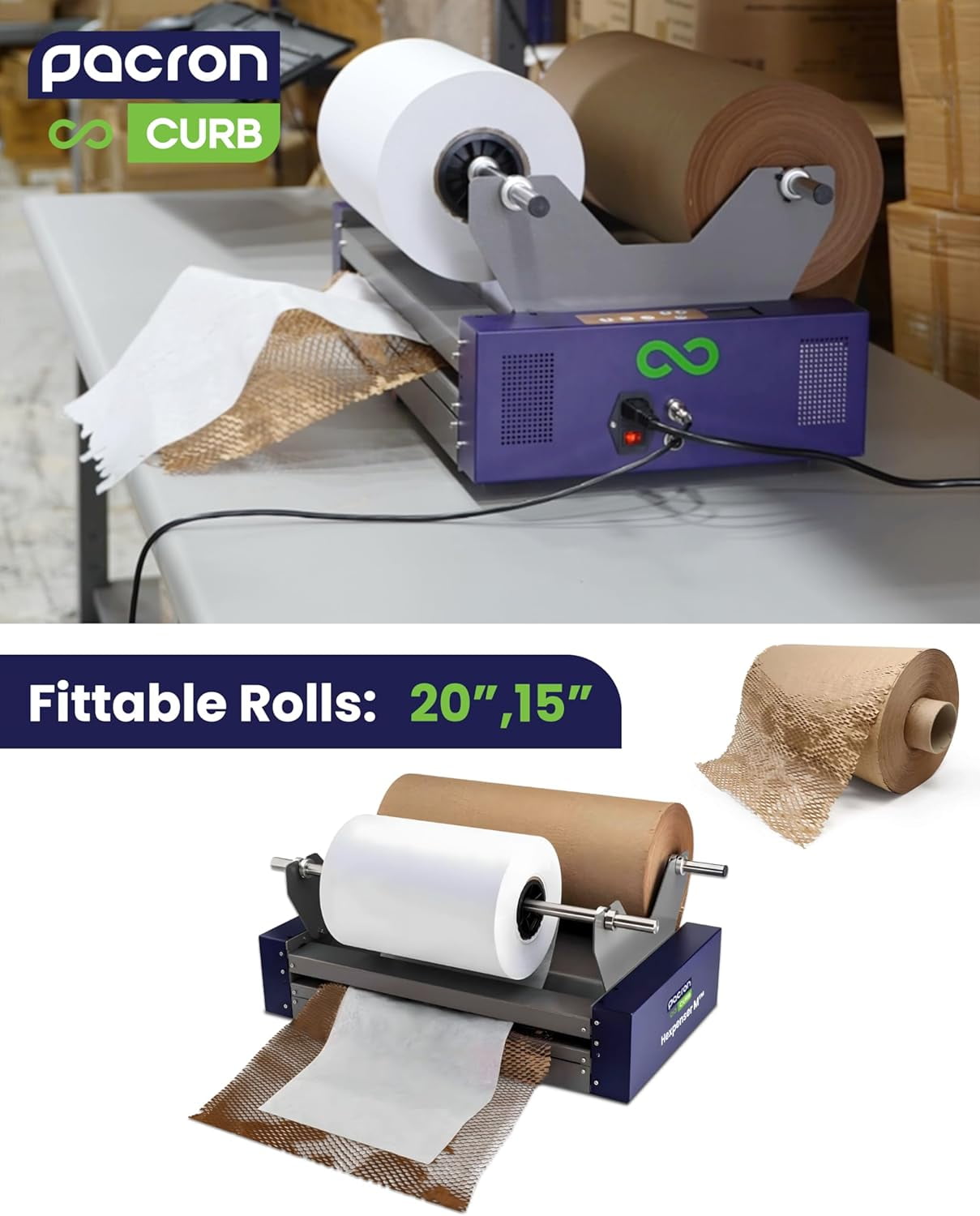 Hexspenser E Electric Honeycomb Paper Dispenser – 3 Modes, 54ft/min High-Speed Expanding & Cutting – Adjustable Speed, Timer & Pedal Control – Eco-Friendly Kraft Paper Packing Machine