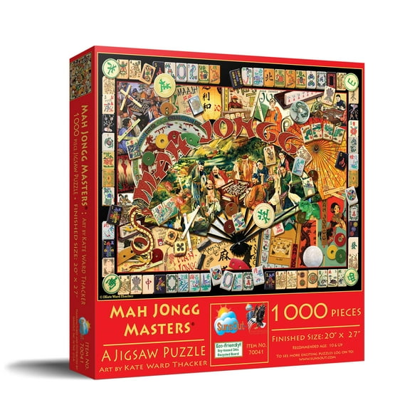 SUNSOUT INC - Mah Jongg Masters - 1000 pc Jigsaw Puzzle by Artist: Kate Ward Thacker - Finished Size 20" x 27" Asian - MPN# 70041