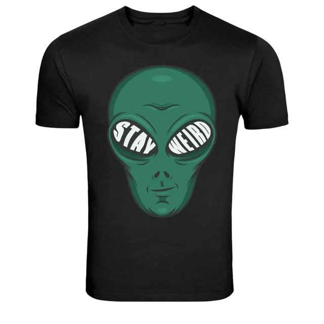 T-Shirt Unisexe Graphique de Science-Fiction Extra-Terrestre « Stay Weird Alien Head » K2123, P-5TG