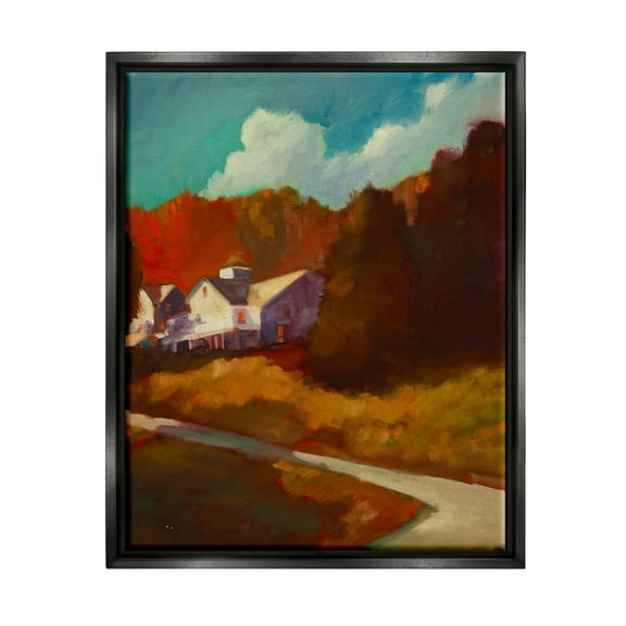 Stupell Industries Autumn Foliage Landscape Nature Painting Black Floater Framed Art Print Wall Art, 17 x 21