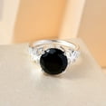 thumbnail image 2 of Black Tourmaline Birthstone Ring Womens Rings in 925 Sterling Silver - Statement Rings for Women - Vintage Floral Solitaire Engagement Tourmaline Jewelry Birthday Gifts Size - 10, 2 of 6