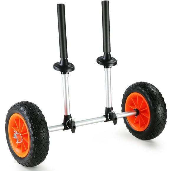 VEVOR Heavy Duty Kayak Cart, 280lbs Load Capacity, Detachable Canoe Trolley Cart with 10'' Solid Tires, Adjustable Width & Top Foam Protection, for Kayaks with Drain Holes of 2.54mm and Above