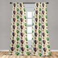 thumbnail image 2 of Skull Window Curtains, Colorful Rainbow Ombre Skeleton Heads with Exotic Flowers and Butterflies, Lightweight Decor 2-Panel Set with Rod Pocket, Pair of - 28"x63", Champagne Multicolor, by Ambesonne, 2 of 3