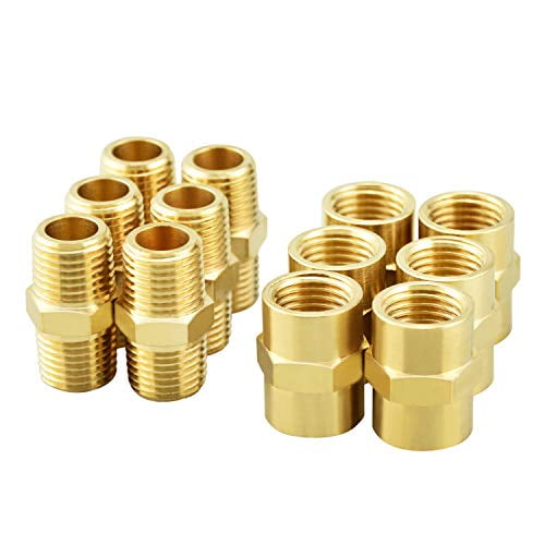 New StyLe 3/8 NPT Brass Pipe Hex Nipple Fuel Water Air Solid Brass 