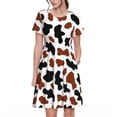 thumbnail image 1 of Disketp Brown Black Cow para Vestido de Manga Corta para Mujeres, Vestidos de Verano para Mujeres, Casual y Holgado para la Playa, 1 of 6