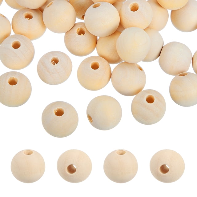 Uxcell 25pcs 22mm Cuentas de Madera Natural Marrón con Agujero de 5mm para Manualidades DIY