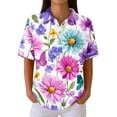 thumbnail image 2 of Womens Plus Size Casual Henley Waffle Knit Button-Up Top Short Sleeve Polo Shirt, 2 of 5