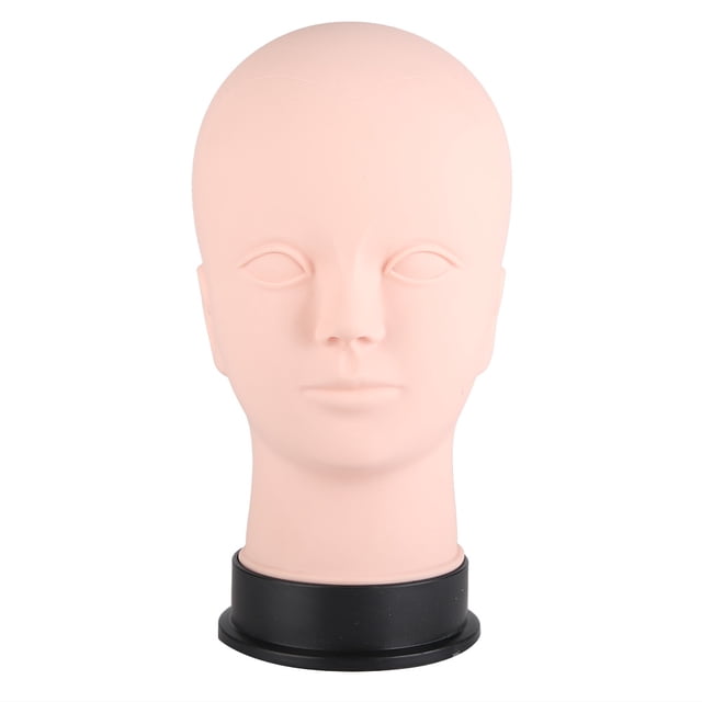 Cabeza de maniquí para práctica de maquillaje con masaje suave, modelo para entrenamiento de cosmetología, peluca y sombrero.