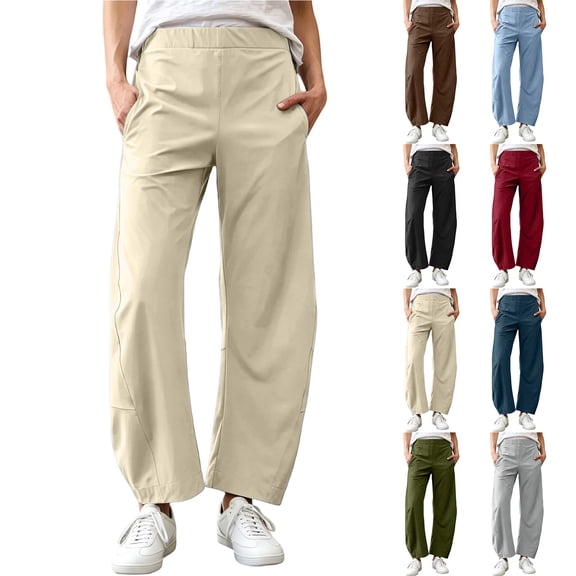purcolt Womens Wide Leg Barrel Pants High Waisted Harem Pants Casual Breathable Travel Hiking Baggy Trousers with Pockets