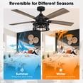thumbnail image 3 of Parrot Uncle 52-Inch Black Industrial Ceiling Fans with Lights and Remote Caged Indoor Ceiling Fan for Bedroom, 3 of 17