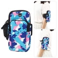 thumbnail image 4 of Armband Bag, Skin Friendly Fabric Adjustable Sports Arm Bag Double Pockets Large Capacity  For Mobile Phones With Length Below 16 Cm/ 6.3 In Rainbow Type - Blue Pink, 4 of 8