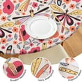 thumbnail image 4 of Spring-Inspired Floral Round Tablecloth with Elastic Edge, Polyester Fabric for Kitchen or Patio Table, Fits 44-52 Inch Tabletop Surface, 4 of 7