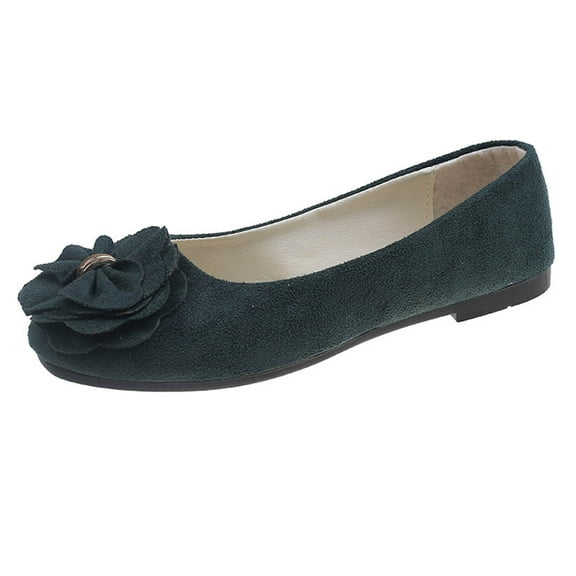 Xfvqtps Womens Ballet Flats with Flower Detail Suede Like Upper Comfortable Flat Shoes for Women Casual Pointed Toe Flats Bronze