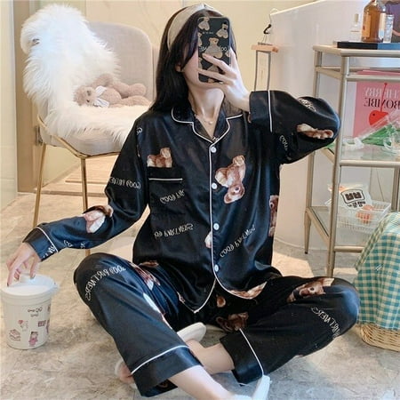 

CoCopeaunt Plus Size 8XL Womens Ice Silk Pajama Set Female Pajamas Sleepwear Sexy Soft Cozy Satin Summer Spring Floral Printed Nightgown