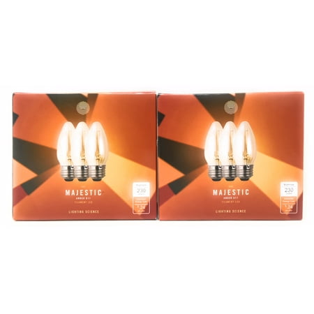 230 Lumen Led Lighting Science 6-Pack 25W Equivalent B11 Amber Filament LED Light Bulb E26 Base 2200K 230 Lumens ()
