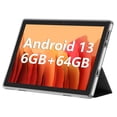 thumbnail image 1 of Tablette Android, Tablette Android 13 de 10,1 Pouces 6 Go RAM 64 Go ROM Extension 1 To, Écran Tactile IPS HD 1280x800, Batterie 6000mAh, Bluetooth, Double Caméra, GMS, Wi-Fi (Noir), 1 of 6