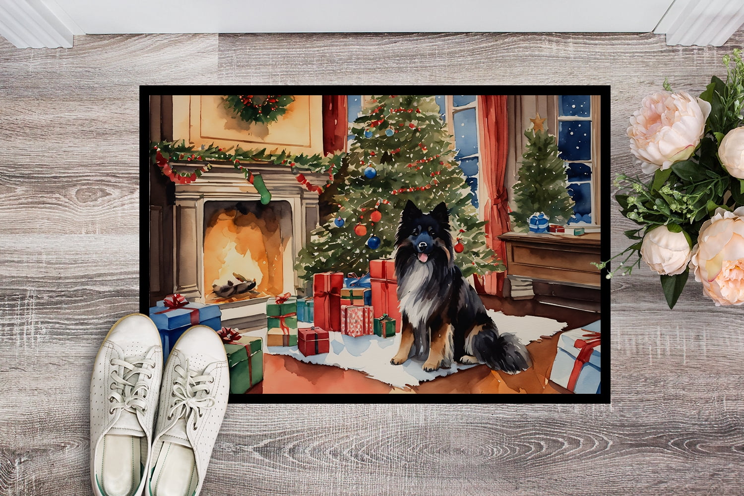 Carolines Treasures DAC2691MAT 18 x 27 in. Keeshond Cozy Christmas Doormat