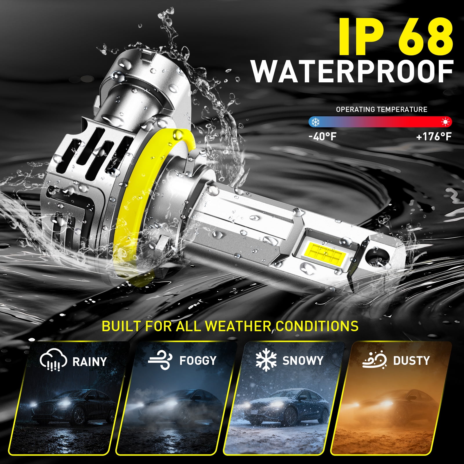 AUXITO 2026 Latest H11 Headlight Bulb, 900% Brighter 30,000lm 6500K Cool White H8 H9 H11 LED Headlight Bulbs for Low Beam High Beam, 1:1 Mini Size 5 Mins Easy Installation, Plug and Play, Pack of 2