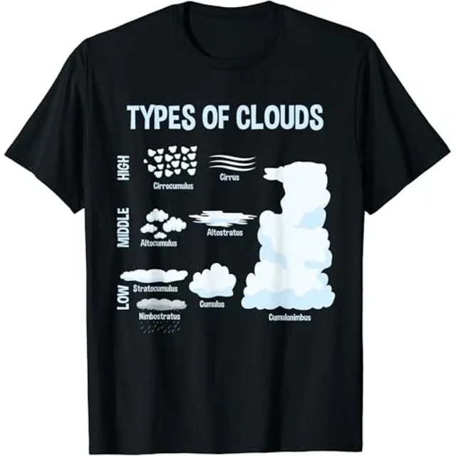 ALVORD Types de Nuages, T-Shirt Cadeau Météorologue Unisexe P-5TG