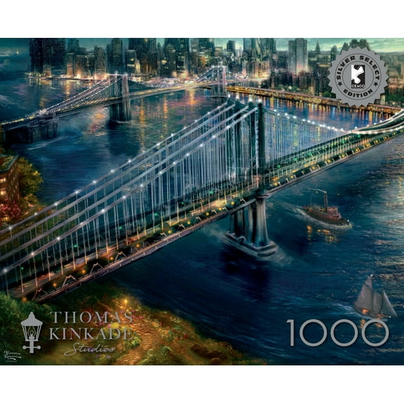 Ceaco 1000-Piece Silver Select Moonlight over Manhattan Interlocking Jigsaw Puzzle